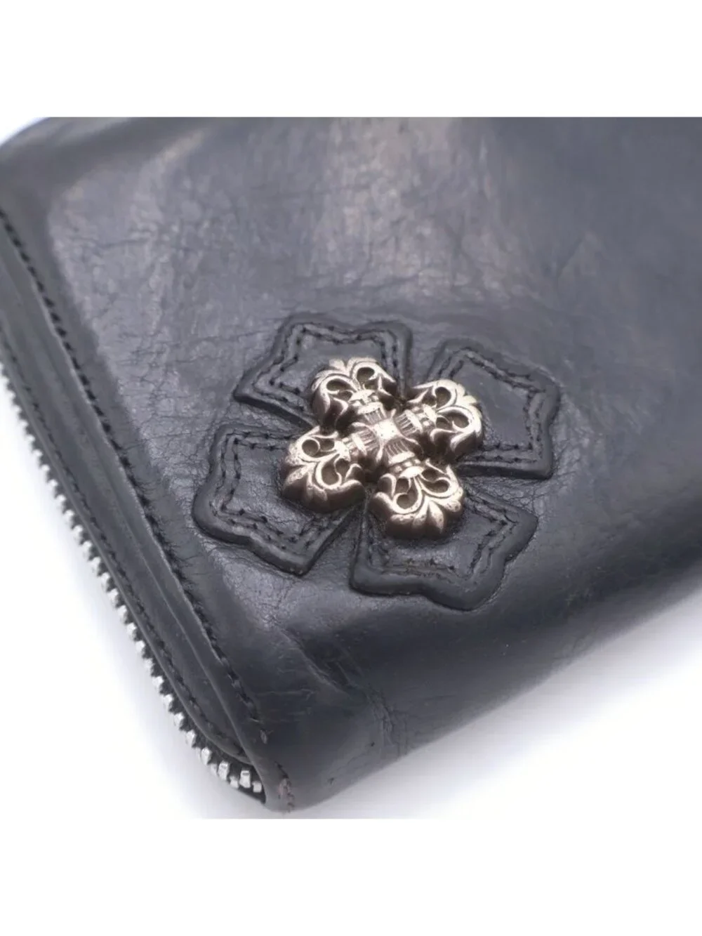 Chrome Hearts Rec Zip Filigree Plus Round Zip Wallet Black